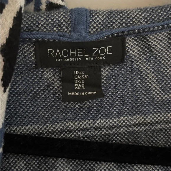 Rachel Zoe Blue and Ivory Patterned Knit Cardigan - Picture 2 of 3